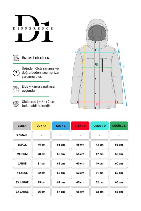 D1fference İçi Astarlı Cepli Kapüşonlu Jel Elyaflı Su ve Rügar Geçirmez Kadın Kışlık Mont - 12