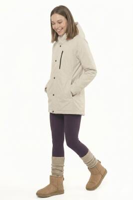 D1fference İçi Astarlı Cepli Kapüşonlu Jel Elyaflı Su ve Rügar Geçirmez Kadın Kışlık Mont - 16