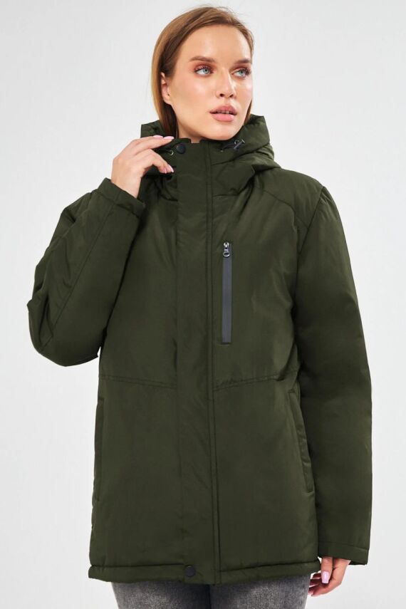 İçi Astarlı Su ve Rüzgar Geçirmez Cepli Kapüşonlu Kadın Mont - 1