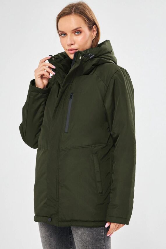 İçi Astarlı Su ve Rüzgar Geçirmez Cepli Kapüşonlu Kadın Mont - 2