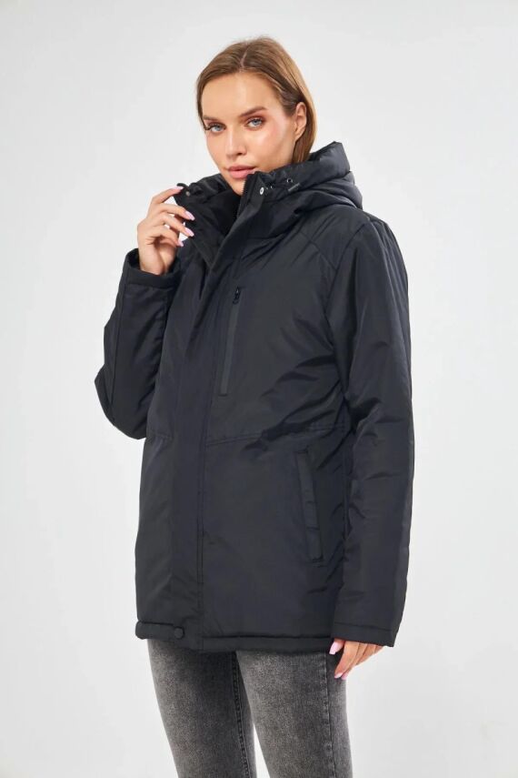 İçi Astarlı Su ve Rüzgar Geçirmez Cepli Kapüşonlu Kadın Mont - 14
