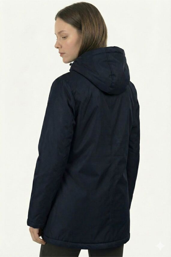 D1fference İçi Astarlı Cepli Kapüşonlu Jel Elyaflı Su ve Rügar Geçirmez Kadın Kışlık Mont - 5