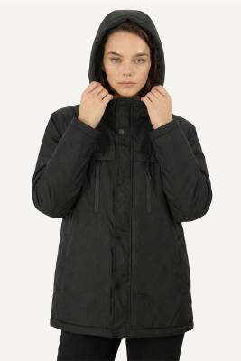 D1fference İçi Astarlı Cepli Kapüşonlu Jel Elyaflı Su ve Rügar Geçirmez Kadın Kışlık Mont - 8