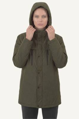 D1fference İçi Astarlı Cepli Kapüşonlu Jel Elyaflı Su ve Rügar Geçirmez Kadın Kışlık Mont - 15