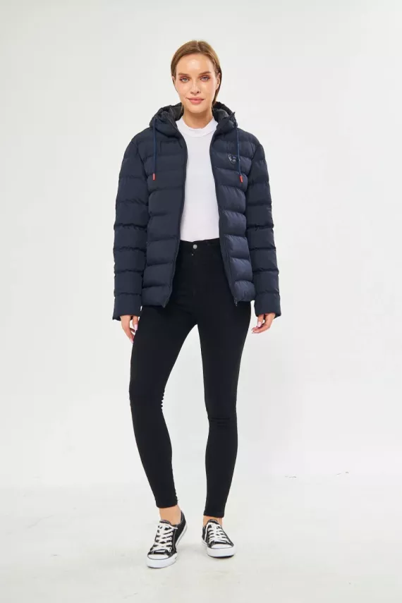 D1fference İçi Astarlı Cepli Kapüşonlu Jel Elyaflı Su ve Rügar Geçirmez Kadın Kışlık Mont - 4