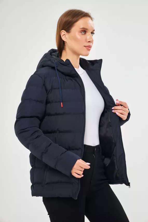 D1fference İçi Astarlı Cepli Kapüşonlu Jel Elyaflı Su ve Rügar Geçirmez Kadın Kışlık Mont - 3