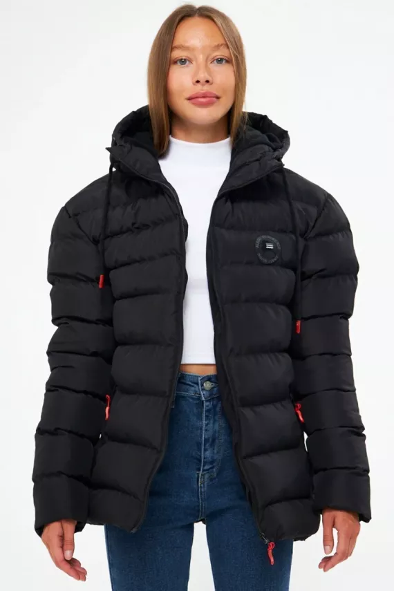 D1fference İçi Astarlı Cepli Kapüşonlu Jel Elyaflı Su ve Rügar Geçirmez Kadın Kışlık Mont - 8