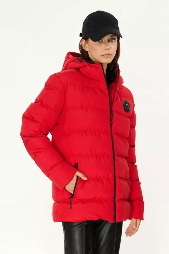 D1fference İçi Astarlı Cepli Kapüşonlu Jel Elyaflı Su ve Rügar Geçirmez Kadın Kışlık Mont - 14