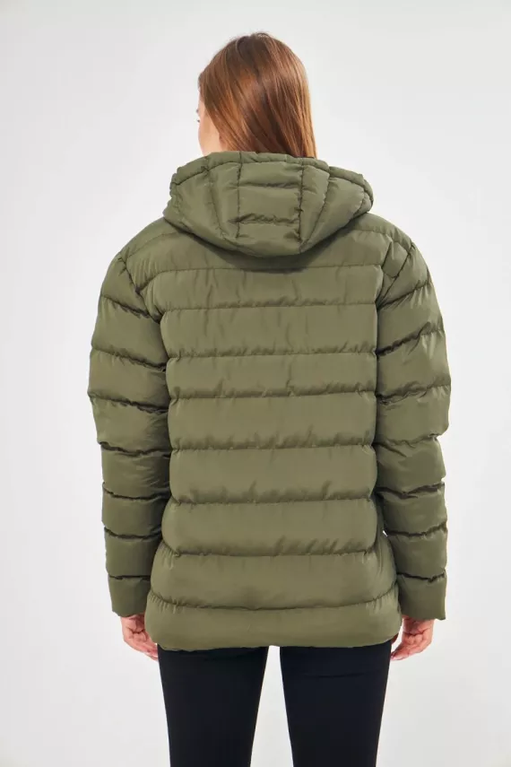 D1fference İçi Astarlı Cepli Kapüşonlu Jel Elyaflı Su ve Rügar Geçirmez Kadın Kışlık Mont - 23