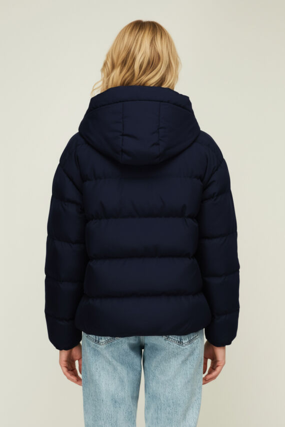 D1fference İçi Astarlı Cepli Kapüşonlu Jel Elyaf Su ve Rüzgar Geçirmez Şişme Kışlık Kadın Mont - 20