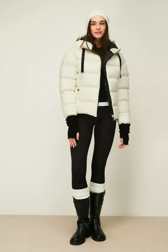 D1fference İçi Astarlı Cepli Kapüşonlu Jel Elyaf Su ve Rüzgar Geçirmez Şişme Kışlık Kadın Mont - 27