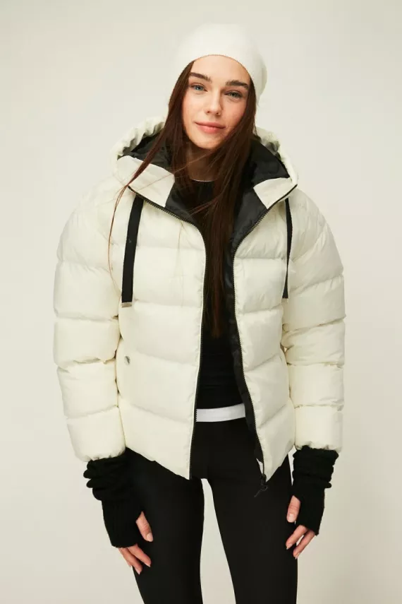 D1fference İçi Astarlı Cepli Kapüşonlu Jel Elyaf Su ve Rüzgar Geçirmez Şişme Kışlık Kadın Mont - 26