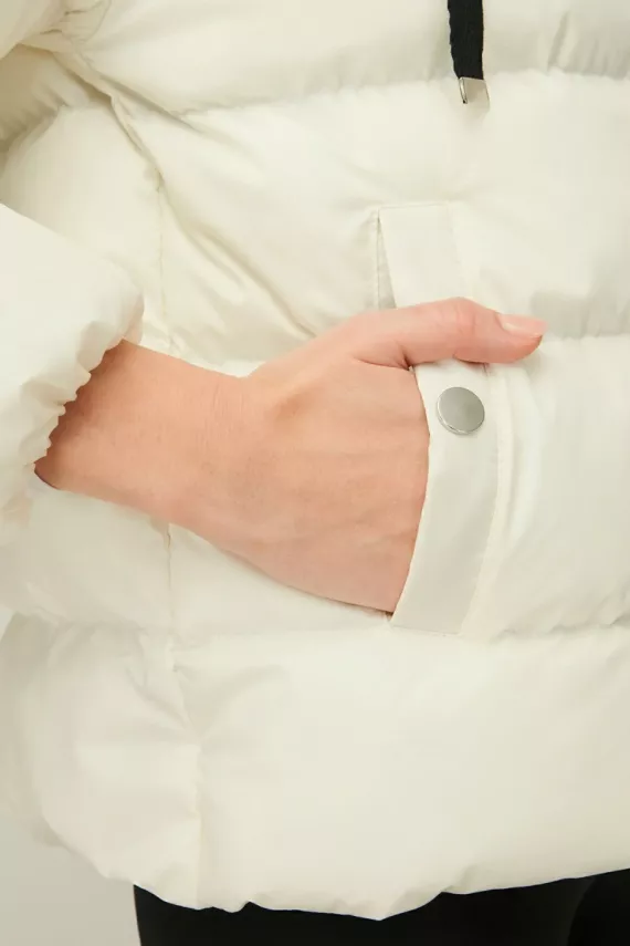 D1fference İçi Astarlı Cepli Kapüşonlu Jel Elyaf Su ve Rüzgar Geçirmez Şişme Kışlık Kadın Mont - 30