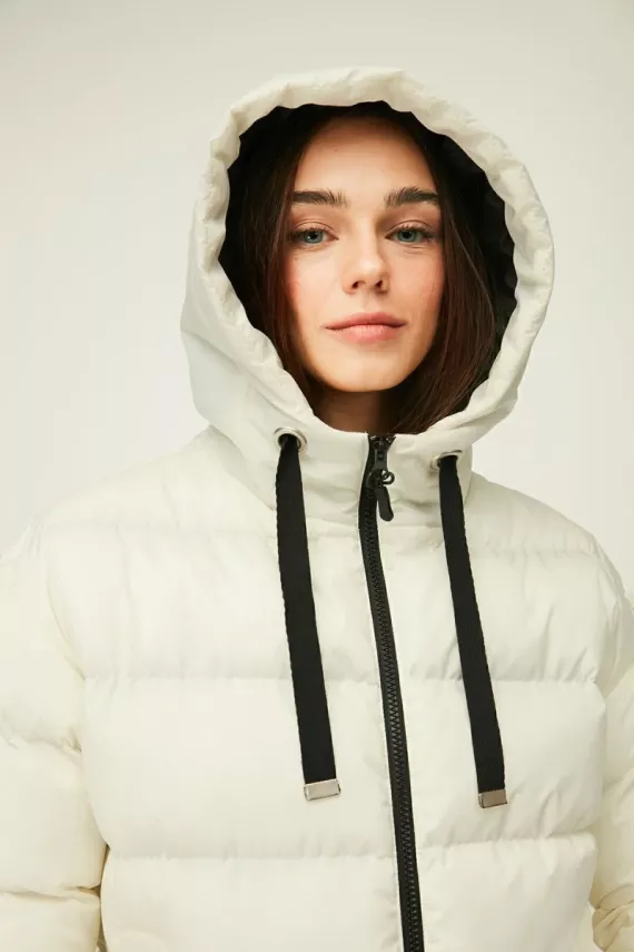 D1fference İçi Astarlı Cepli Kapüşonlu Jel Elyaf Su ve Rüzgar Geçirmez Şişme Kışlık Kadın Mont - 29