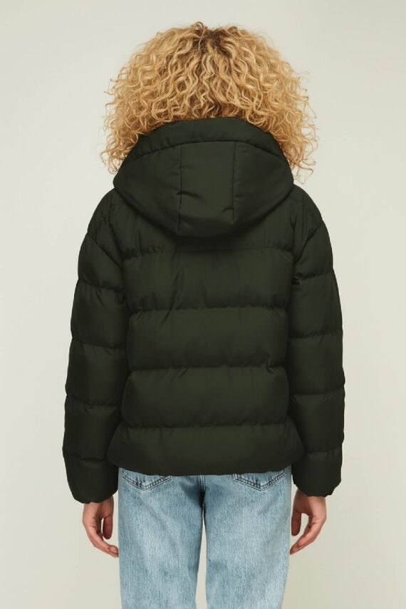 D1fference İçi Astarlı Cepli Kapüşonlu Jel Elyaflı Su ve Rügar Geçirmez Kadın Kışlık Mont - 28