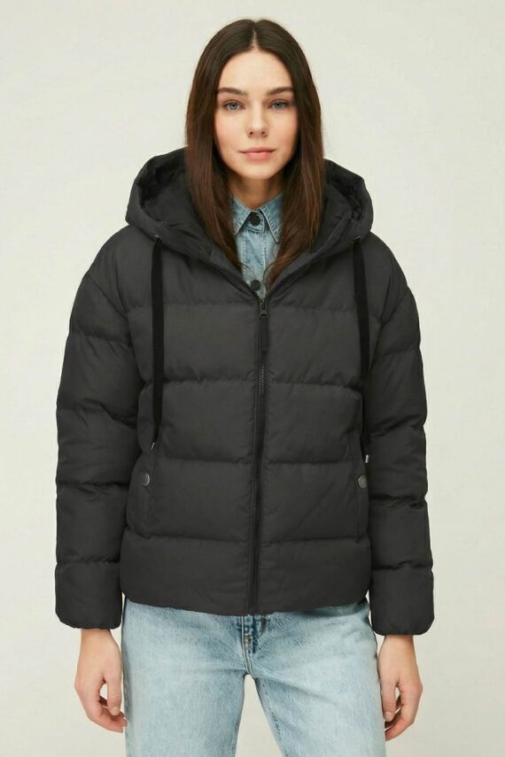 D1fference İçi Astarlı Cepli Kapüşonlu Jel Elyaflı Su ve Rügar Geçirmez Kadın Kışlık Mont - 30