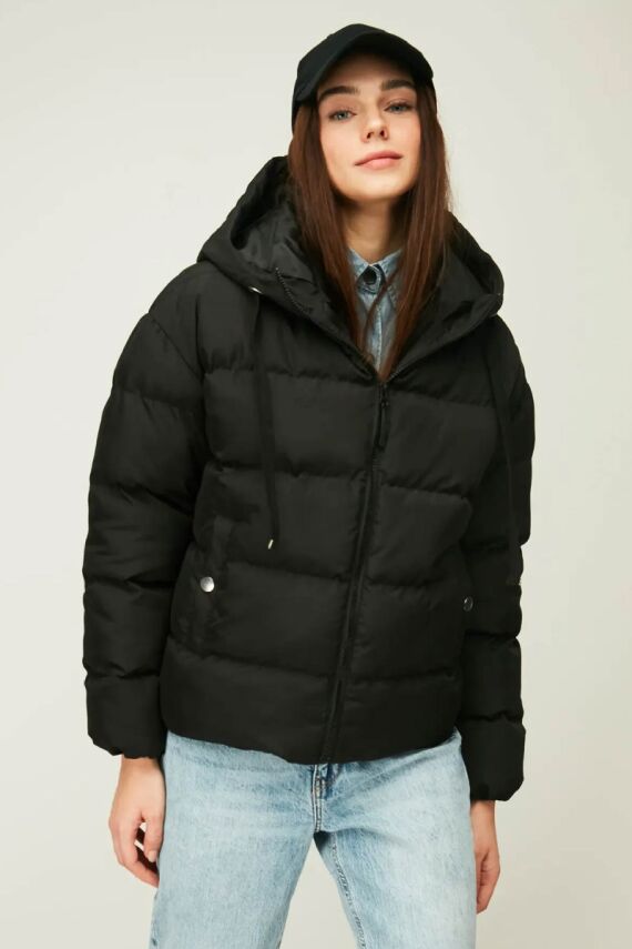 D1fference İçi Astarlı Cepli Kapüşonlu Jel Elyaflı Su ve Rügar Geçirmez Kadın Kışlık Mont - 36