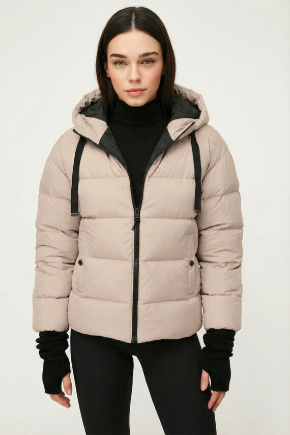 D1fference İçi Astarlı Cepli Kapüşonlu Jel Elyaflı Su ve Rügar Geçirmez Kadın Kışlık Mont - 45