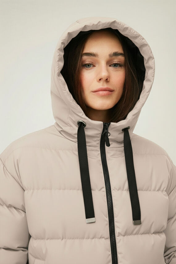 D1fference İçi Astarlı Cepli Kapüşonlu Jel Elyaflı Su ve Rügar Geçirmez Kadın Kışlık Mont - 46