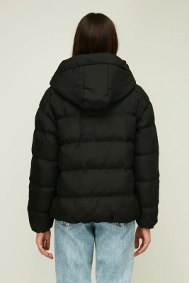 D1fference İçi Astarlı Cepli Kapüşonlu Jel Elyaf Su ve Rüzgar Geçirmez Şişme Kışlık Kadın Mont - 6