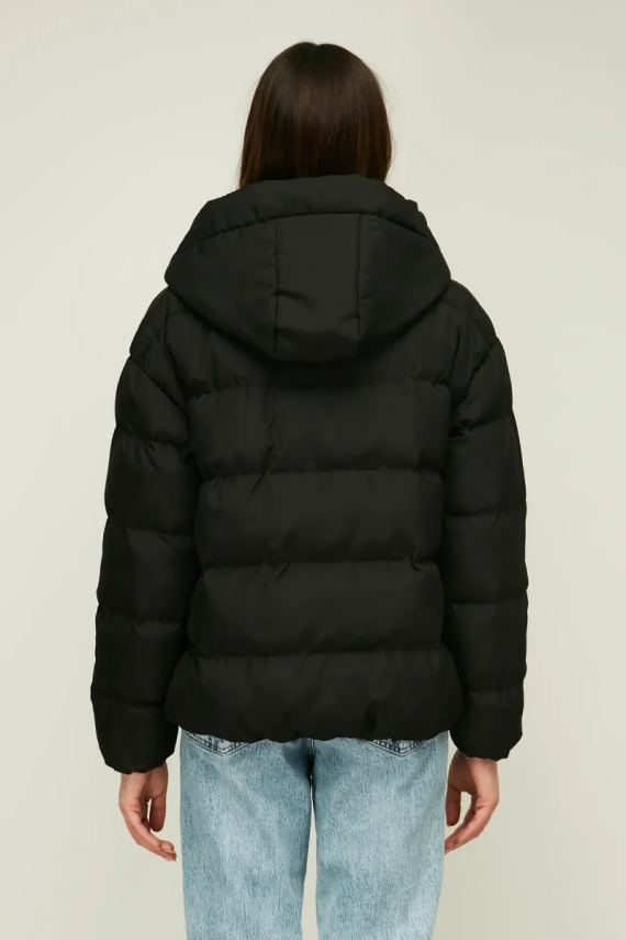 D1fference İçi Astarlı Cepli Kapüşonlu Jel Elyaf Su ve Rüzgar Geçirmez Şişme Kışlık Kadın Mont - 6