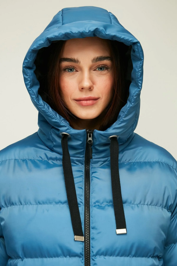 D1fference İçi Astarlı Cepli Kapüşonlu Jel Elyaf Su ve Rüzgar Geçirmez Şişme Kışlık Kadın Mont - 11