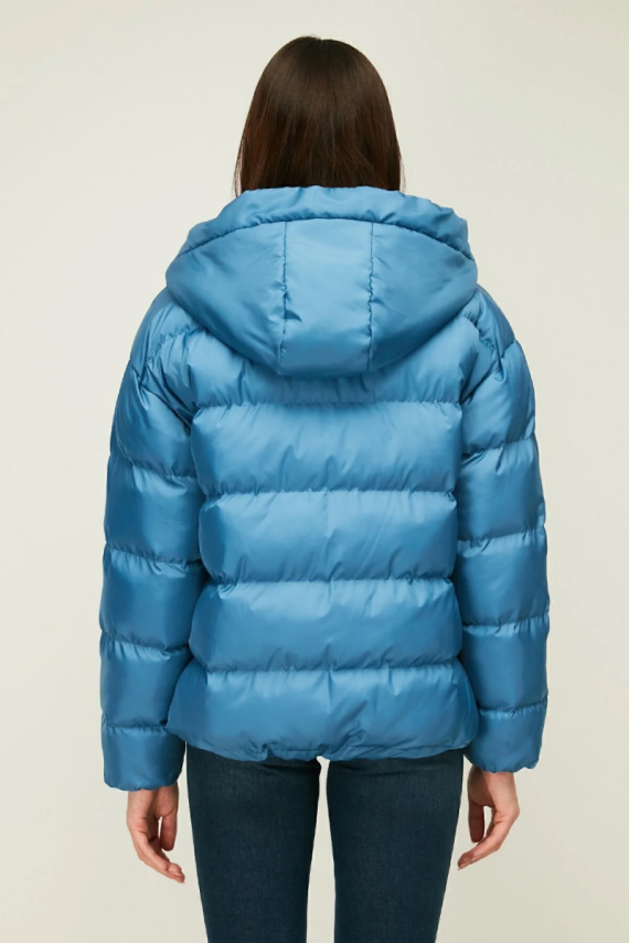 D1fference İçi Astarlı Cepli Kapüşonlu Jel Elyaf Su ve Rüzgar Geçirmez Şişme Kışlık Kadın Mont - 12