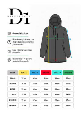 D1fference İçi Astarlı Cepli Kapüşonlu Jel Elyaflı Su ve Rügar Geçirmez Erkek Yağmurluk - 14