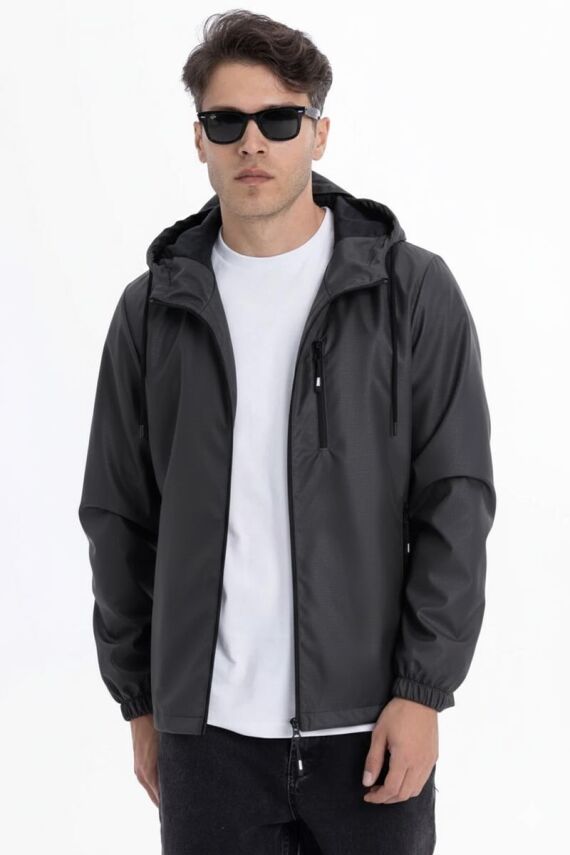 D1fference İçi Astarlı Cepli Kapüşonlu Jel Elyaflı Su ve Rügar Geçirmez Erkek Yağmurluk - 44