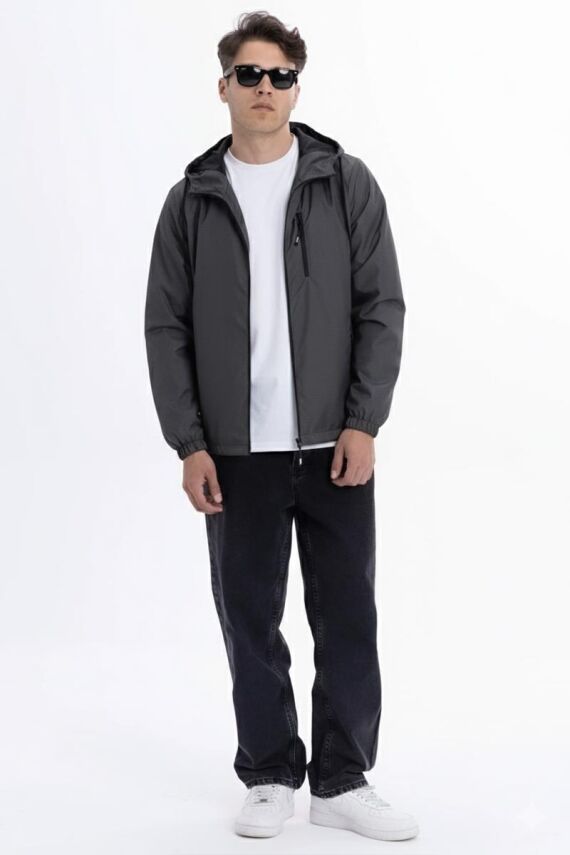 D1fference İçi Astarlı Cepli Kapüşonlu Jel Elyaflı Su ve Rügar Geçirmez Erkek Yağmurluk - 45