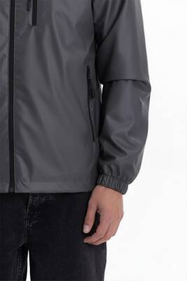 D1fference İçi Astarlı Cepli Kapüşonlu Jel Elyaflı Su ve Rügar Geçirmez Erkek Yağmurluk - 47