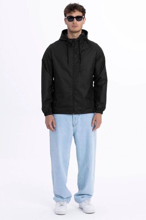 D1fference İçi Astarlı Cepli Kapüşonlu Jel Elyaflı Su ve Rügar Geçirmez Erkek Yağmurluk - 3