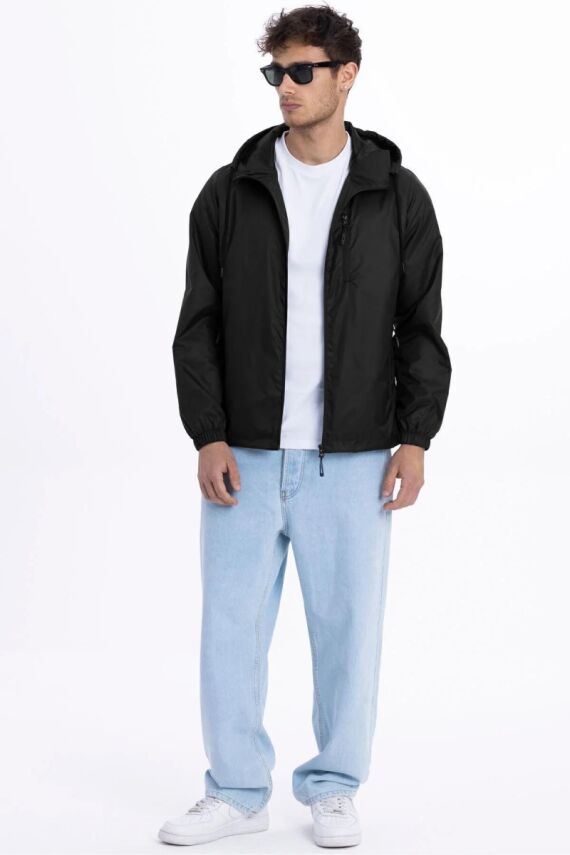 D1fference İçi Astarlı Cepli Kapüşonlu Jel Elyaflı Su ve Rügar Geçirmez Erkek Yağmurluk - 4