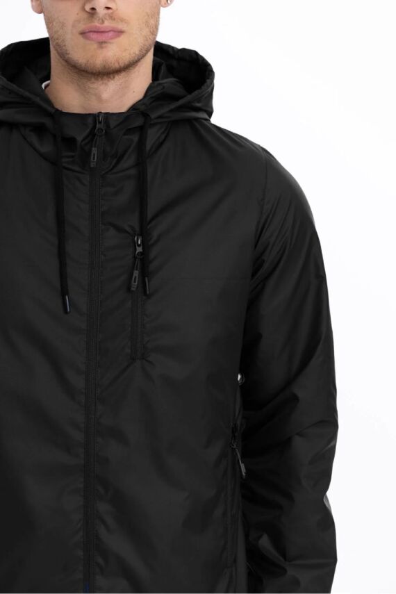 D1fference İçi Astarlı Cepli Kapüşonlu Jel Elyaflı Su ve Rügar Geçirmez Erkek Yağmurluk - 5