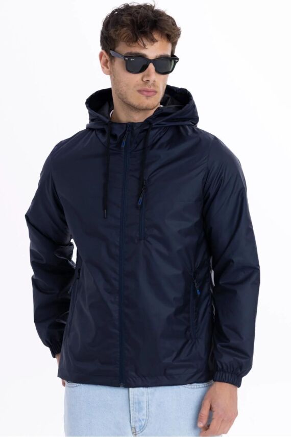 D1fference İçi Astarlı Cepli Kapüşonlu Jel Elyaflı Su ve Rügar Geçirmez Erkek Yağmurluk - 8