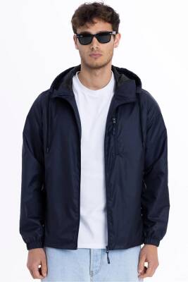 D1fference İçi Astarlı Cepli Kapüşonlu Jel Elyaflı Su ve Rügar Geçirmez Erkek Yağmurluk - 9