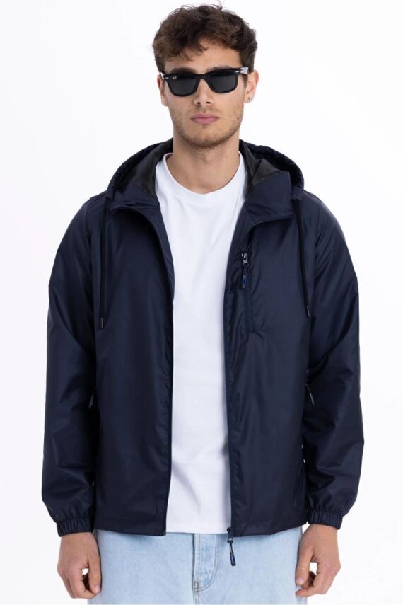 D1fference İçi Astarlı Cepli Kapüşonlu Jel Elyaflı Su ve Rügar Geçirmez Erkek Yağmurluk - 9