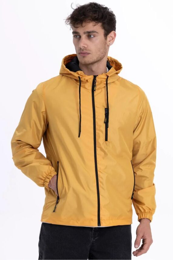 D1fference İçi Astarlı Cepli Kapüşonlu Jel Elyaflı Su ve Rügar Geçirmez Erkek Yağmurluk - 15