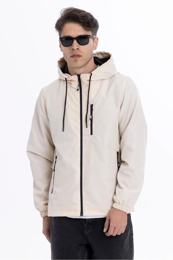 D1fference İçi Astarlı Cepli Kapüşonlu Jel Elyaflı Su ve Rügar Geçirmez Erkek Yağmurluk - 24