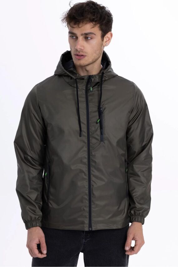 D1fference İçi Astarlı Cepli Kapüşonlu Jel Elyaflı Su ve Rügar Geçirmez Erkek Yağmurluk - 29