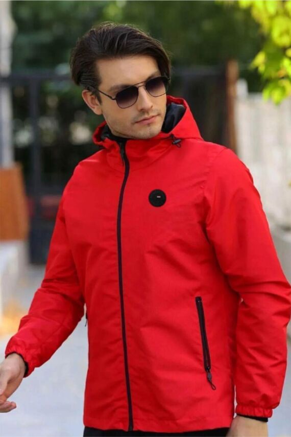 D1fference İçi Astarlı Cepli Kapüşonlu Jel Elyaflı Su ve Rügar Geçirmez Erkek Yağmurluk - 7