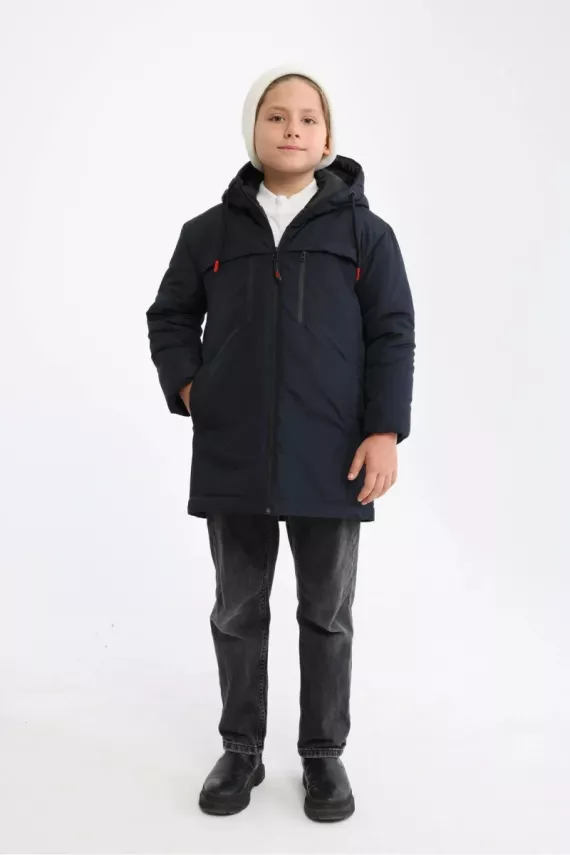 D1fference İçi Astarlı Cepli Kapüşonlu Jel Elyaflı Su ve Rügar Geçirmez Erkek Çocuk Kışlık Mont - 4