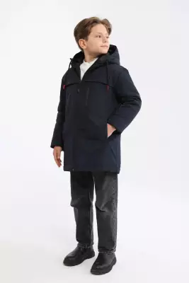 D1fference İçi Astarlı Cepli Kapüşonlu Jel Elyaflı Su ve Rügar Geçirmez Erkek Çocuk Kışlık Mont - 5