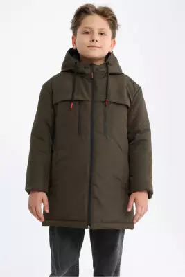 D1fference İçi Astarlı Cepli Kapüşonlu Jel Elyaflı Su ve Rügar Geçirmez Erkek Çocuk Kışlık Mont - 7