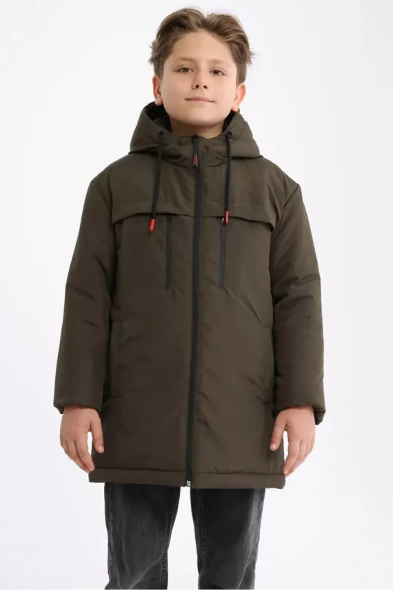 D1fference İçi Astarlı Cepli Kapüşonlu Jel Elyaflı Su ve Rügar Geçirmez Erkek Çocuk Kışlık Mont - 7