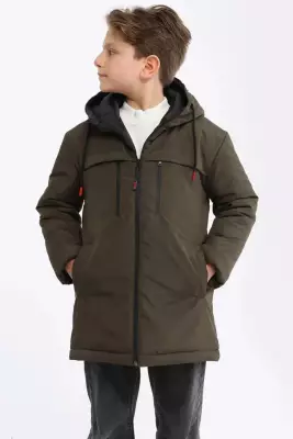 D1fference İçi Astarlı Cepli Kapüşonlu Jel Elyaflı Su ve Rügar Geçirmez Erkek Çocuk Kışlık Mont - 8