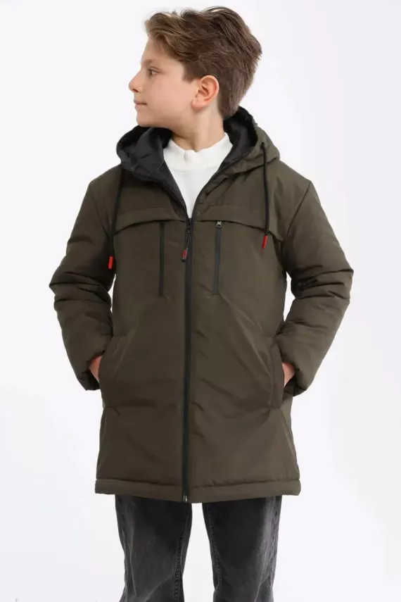 D1fference İçi Astarlı Cepli Kapüşonlu Jel Elyaflı Su ve Rügar Geçirmez Erkek Çocuk Kışlık Mont - 8