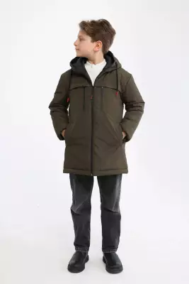 D1fference İçi Astarlı Cepli Kapüşonlu Jel Elyaflı Su ve Rügar Geçirmez Erkek Çocuk Kışlık Mont - 10