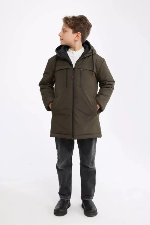 D1fference İçi Astarlı Cepli Kapüşonlu Jel Elyaflı Su ve Rügar Geçirmez Erkek Çocuk Kışlık Mont - 10