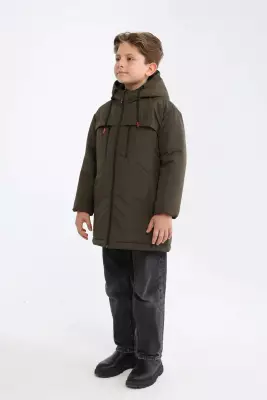 D1fference İçi Astarlı Cepli Kapüşonlu Jel Elyaflı Su ve Rügar Geçirmez Erkek Çocuk Kışlık Mont - 11